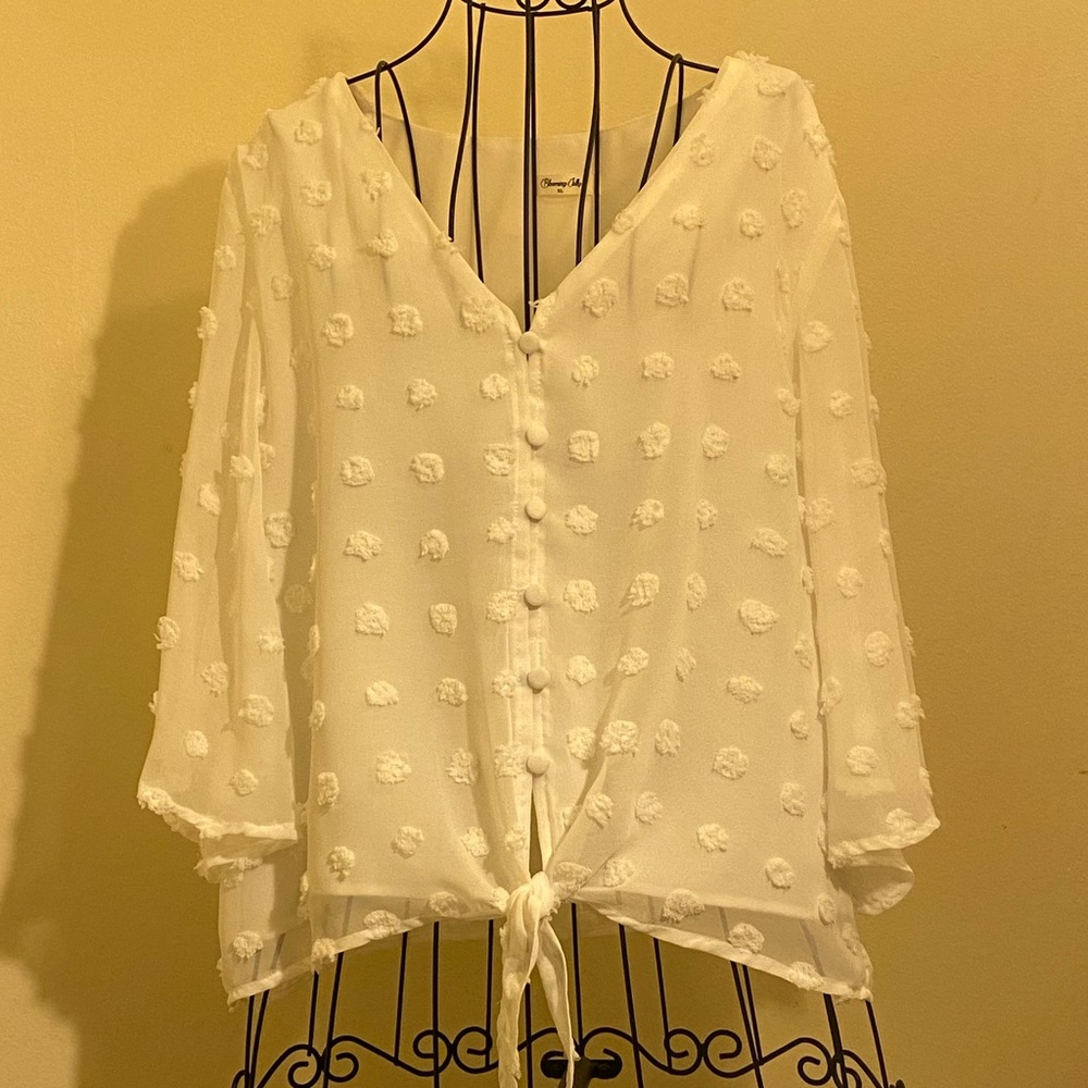 Women’s Blooming Jelly Chiffon Polka Dot Blouse
